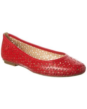 French Sole Leyla Laser Cut Leather Flat - Red