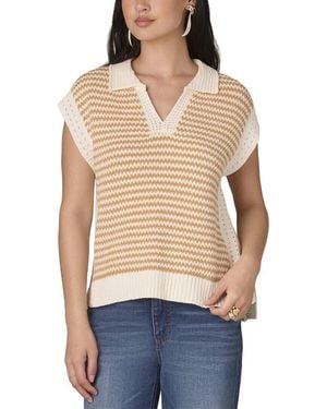 Wit & Wisdom Extended Shoulder V Neck Collar Sweater Vest - Blue
