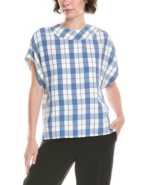 St. John Drapey Plaid Top - Blue