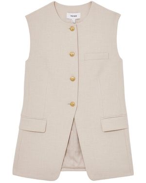 Reiss Athena High Neck Long Line Jacket - White