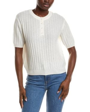 NAADAM Coastal Cashmere Reversible Henley Sweater - White