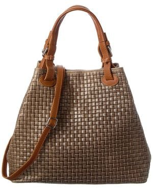 Italian Leather Shoulder Bag - Brown