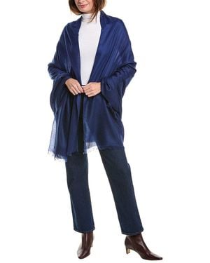 Sofiacashmere Fringed Cashmere Wrap Shawl - Blue