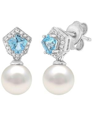 Pearls Pearl & 6.5Mm Pearl Drop Earrings - Blue