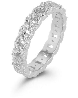 Chloe and Madison Silver Cz Curb Ring - White