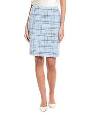 St. John Prince Of Whales Plaid Pencil Skirt - Blue