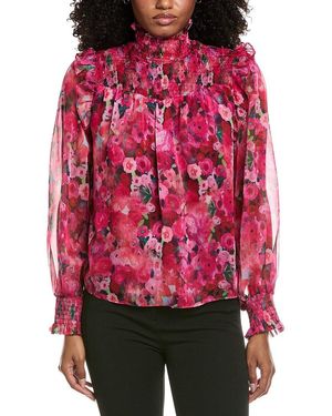 Fate Print Chiffon Blouse - Red