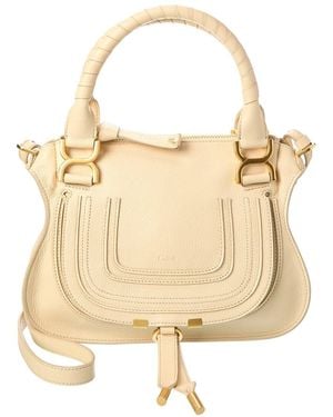 Chloé Marcie Small Leather Satchel - Natural