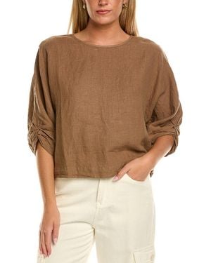 Velvet By Graham & Spencer Cass Woven Linen Top - Brown