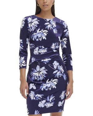 Vince Camuto Velvet Side Tuck Bodycon Dress - Blue