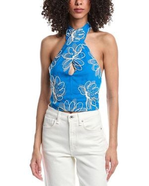 Ramy Brook Harlow Linen-Blend Top - Blue