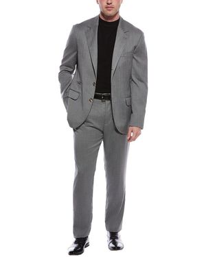 Brunello Cucinelli 2pc Wool Suit With Pleated Pant - Grey
