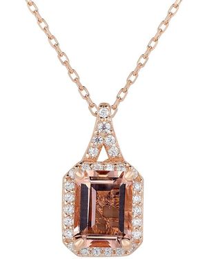 Suzy Levian CZ Jewelry Suzy Levian Cz Halo Dangle Necklace - Pink