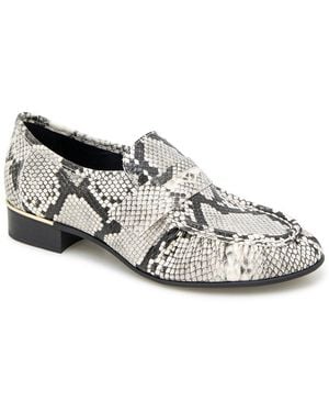 Kenneth Cole Reece Snakeskin-Embossed Leather-Embossed Loafers - White
