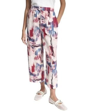 DKNY Printed Pull On Linen Pant - Multicolour