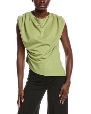 Gracia Gathered Shoulder Drape Top - Green