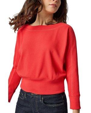 Lilla P Rib Trim Seamed Top - Red