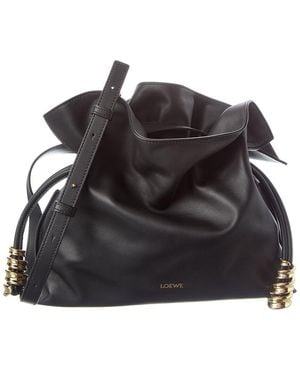 Loewe Flamenco Medium Leather Bucket Bag - Black