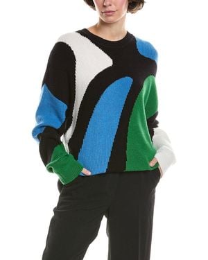 Tahari Abstract Colorblock Sweater - Blue