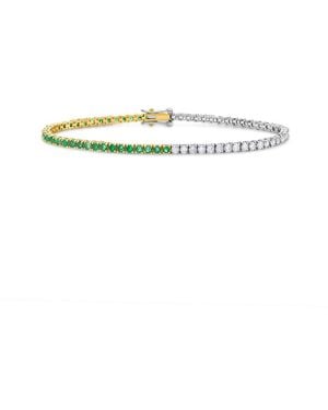 Forever Creations Signature Forever Creations 14K 3.15 Ct. Tw. Diamond & Emerald Tennis Bracelet - White