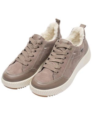 Ara Delphi Suede & Leather Trainer - Natural