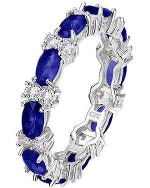 Genevive Jewelry Silver Eternity Ring - Blue