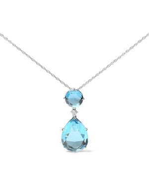 Haus of Brilliance Colourful Gemstones 18K.59 Ct. Tw. Diamond & Topaz Pendant Necklace - Blue