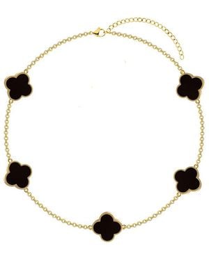 Gabi Rielle 14k Over Silver Black Onyx Clover Dual-sided Bracelet - White