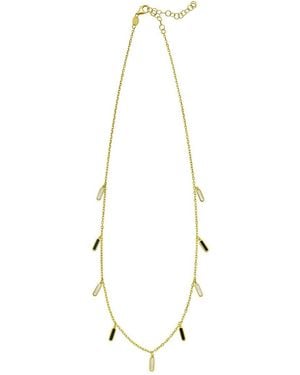 Italian Gold 14K Mother Of Pearl Inlay Dangle Necklace - Natural