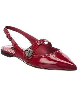 Dolce & Gabbana Leather Slingback Flat - Red