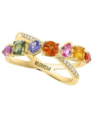 Effy Fine Jewelry 14K 2.10 Ct. Tw. Diamond & Multi Sapphire Ring - White