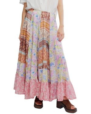Free People Santa Eulalia Printed Maxi Skirt - Pink