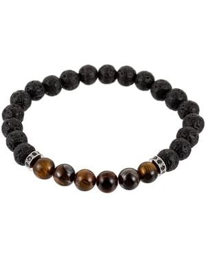 Eye Candy LA Luxe Collection Chakra Beaded Tiger Eye Stretch Bracelet - Black