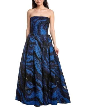 Tadashi Shoji Valora Strapless Jacquard Ball Gown - Blue