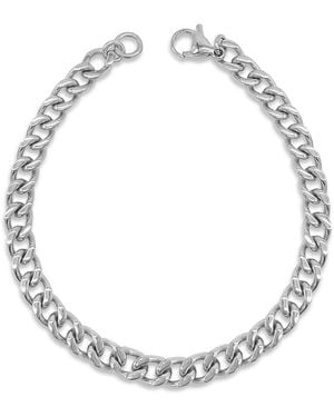 Adornia Rhodium Plated Cuban Chain Bracelet - Metallic