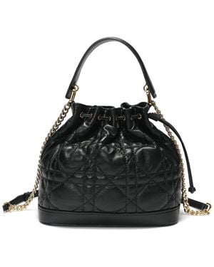 Tiffany & Fred Paris Large Quilted Leather Drawstring Tote - Black