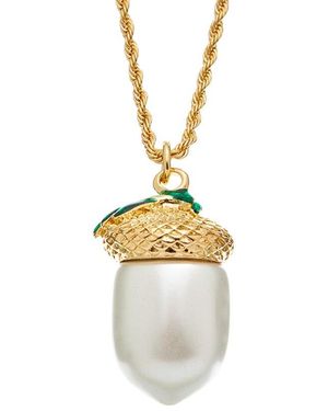 Kenneth Jay Lane Plated Pendant Necklace - White