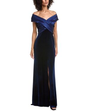 Tadashi Shoji Baxter Portrait Collar Gown - Blue