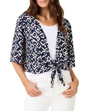 NIC+ZOE Petite Linen-Blend Angles 4-Way Cardigan - Blue