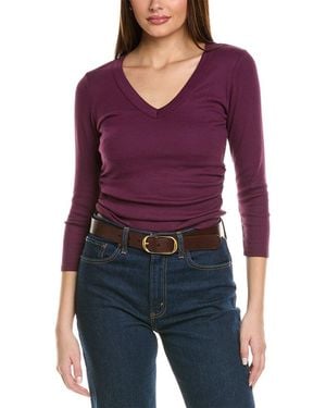 Michael Stars Ruched Modal Cotton Crop T-Shirt - Purple