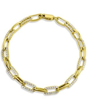 Savvy Cie 18k Over Silver Cz Link Bracelet - Metallic