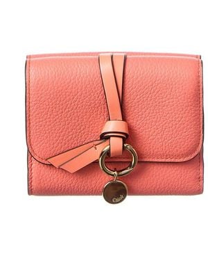 Chloé Alphabet Small Leather Trifold Wallet - Pink