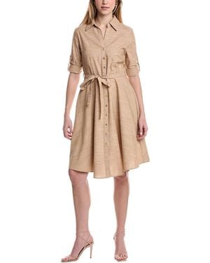 Sharagano Tie Waist Shirtdress - Natural