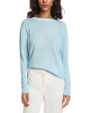 Forte Textured Crop Linen Jumper - Blue