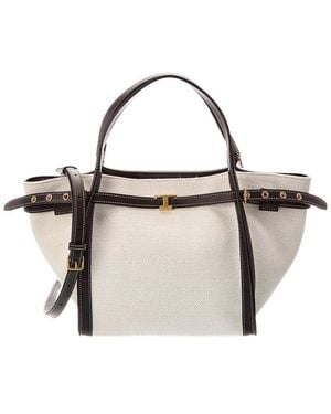 Tod's Logo Small Canvas & Leather Tote - Metallic