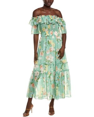 IPPONELLI Off-The-Shoulder Midi Dress - Green