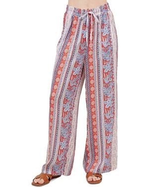 Fever Elastic Waist Drawstring Full Length Pant - Red