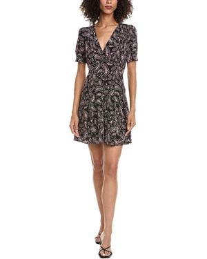 The Kooples Liberty Paisley Silk Mini Dress - Black