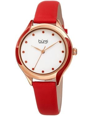 Burgi Burgi Genuine Leather Watch - Red
