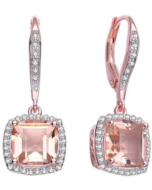 Genevive Jewelry 14k Rose Gold Vermeil Cz Earrings - Pink